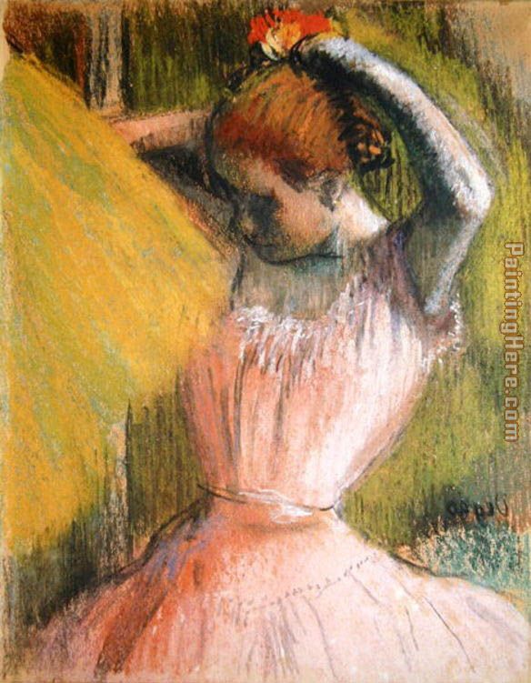Edgar Degas Dancer arranging her hair
